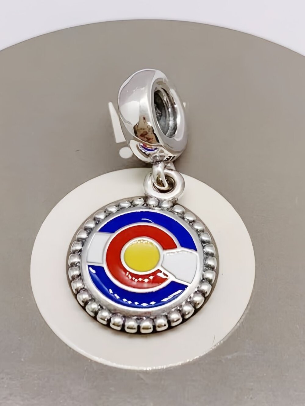 Pandora Colorado State Flag C Dangle Logo Exclusive Charm S925 Sterling Silver